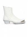 VETEMENTS WHITE LEATHER COWBOY BOOTS,SS20BO017/WHT