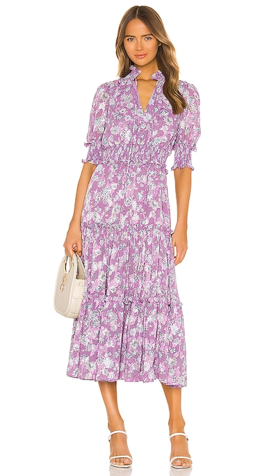 Alexis Isarra Tiered Ruffle Floral-print Dress In Lilac Floral
