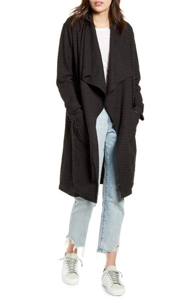 Bb Dakota Revolution Drapey Boucle Trench Coat In Charcoal Grey