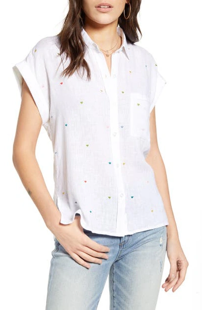 Rails Whitney White Embroidered Hearts In White Embroidered Hearts
