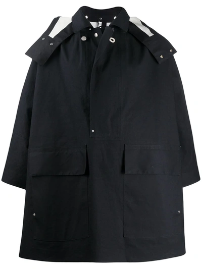 Jil Sander Hooded Cape Coat In Black