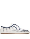 PRADA BRAIDED TRIM WOVEN LACE-UP SHOES