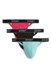 2(x)ist 3-pack Cotton Thong In Beet Root/ Black/ Angle Blue