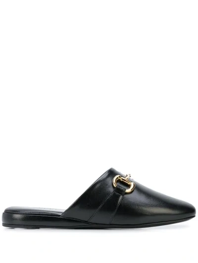 Gucci Pericle Leather Horsebit Mules In Black