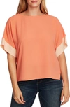Vince Camuto Dropped-shoulder Colorblocked Blouse In Bright Coral