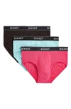 2(x)ist 3-pack Cotton No Show Briefs In Beetroot Black Angel Blue