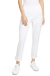 Eileen Fisher Plus Size Organic Cotton Stretch Twill Side Slit Ankle Pants In White