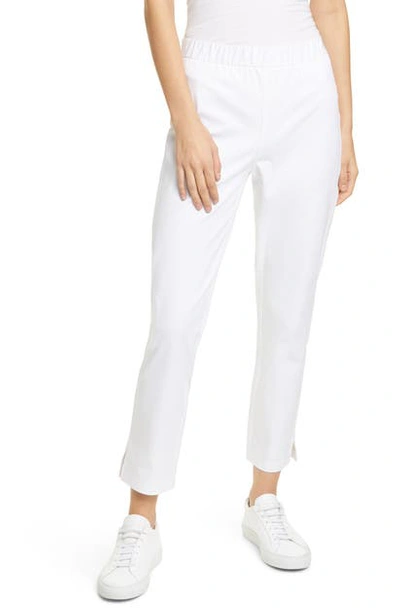 Eileen Fisher Plus Size Organic Cotton Stretch Twill Side Slit Ankle Pants In White