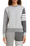 Thom Browne 4-bar Loopback Crew Neck Sweatshirt In Tonal Grey