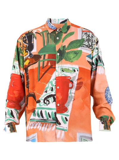 Jacquemus Jean Paintings Print Shirt In Orange