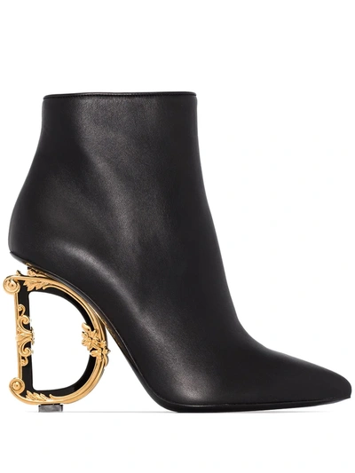 Dolce & Gabbana Baroque Dg 105mm Ankle Boots In Black