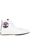 CONVERSE WHITE CHUCK 70 CANVAS PANELLED HIGH TOP SNEAKERS