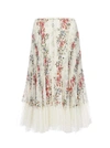 RED VALENTINO RED VALENTINO FLORAL PLEATED SKIRT