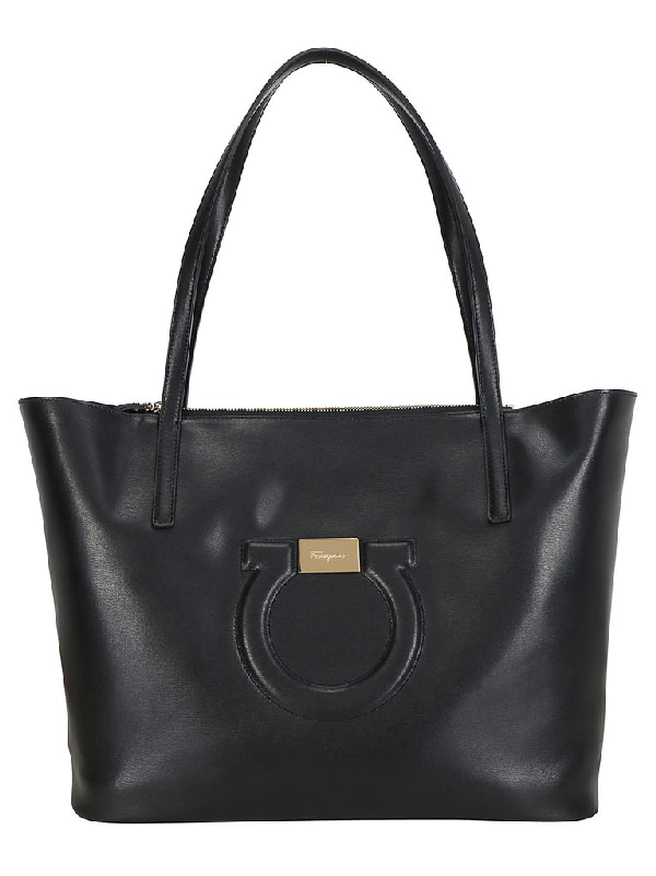 Salvatore Ferragamo Gancio City Tote Bag In Black | ModeSens