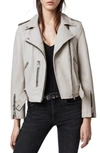 Allsaints Balfern Leather Biker Jacket In Misty Lilac