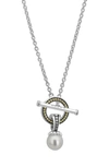 Lagos Sterling Silver Luna Cultured Freshwater Pearl Toggle Necklace, 18 In Silver/ Pearl