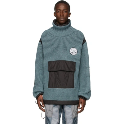 Off-white Duality Patch Pocket Turtleneck Sweater In 3000 Blue