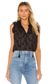 REBECCA TAYLOR SLEEVELESS VINE EMBROIDERY TOP,RT-WS742