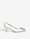 MANOLO BLAHNIK HANGISI 50 BUCKLE-EMBELLISHED SATIN COURTS,5151-10004-4924445759