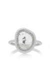 NINA RUNSDORF PHOENIX SLICE DIAMOND WHITE ENAMEL RING,776673