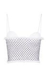 Marina Moscone Smocked Cotton Bralette In Black/white