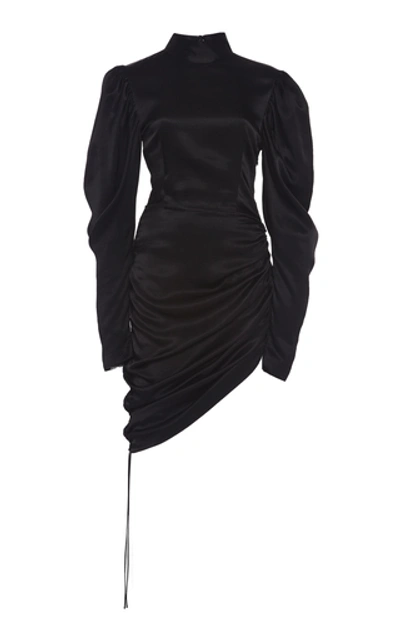 Materiel Draped Satin Mini Dress In Black