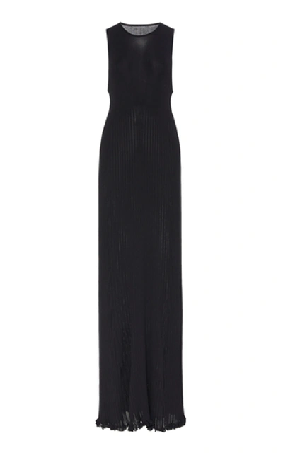 Marina Moscone Sleeveless Plissé Maxi Dress In Black