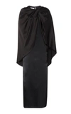 MARINA MOSCONE DRAPED CAPE-EFFECT SATIN DRESS,781428