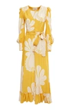 La Doublej Super Smokin' Hot Long Sleeve Silk Dress In Yellow
