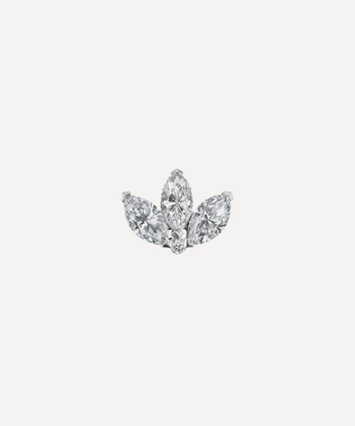Maria Tash 18ct 6mm Invisible Diamond Lotus Single Threaded Stud Earring In White Gold