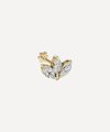 Maria Tash 18ct 3mm Mini Diamond Engraved Lotus Single Threaded Stud Earring In Gold