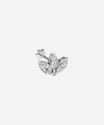 Maria Tash 18ct 6mm Diamond Engraved Lotus Single Threaded Stud Earring In White Gold