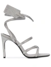 OFF-WHITE ZIP-TIE CRYSTAL-EMBELLISHED SANDALS