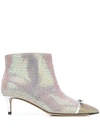 Marco De Vincenzo Iridescent Studded 55mm Leather Boots In Silver