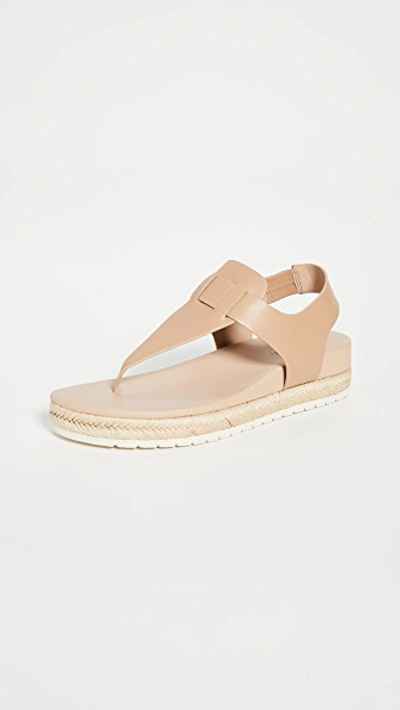 Vince Flint Leather Espadrille Thong Sandals In Cappuccino