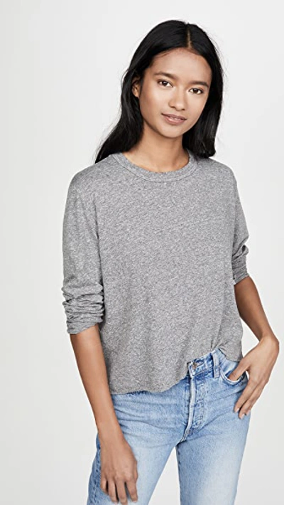 The Great The Long Sleeve Crop Tee In Heather Grey