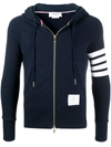 Thom Browne Slim-fit Striped Loopback Cotton-jersey Zip-up Hoodie In Blue