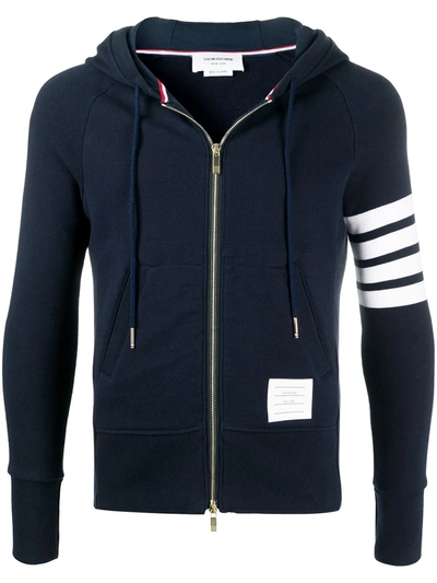 Thom Browne Blue Classic Loopback 4-bar Full Zip Hoodie In Navy