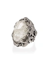 LYLY ERLANDSSON WINTER LEAF STERLING SILVER CRYSTAL RING