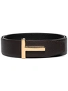 Tom Ford Classic T Buckle Belt In Brown