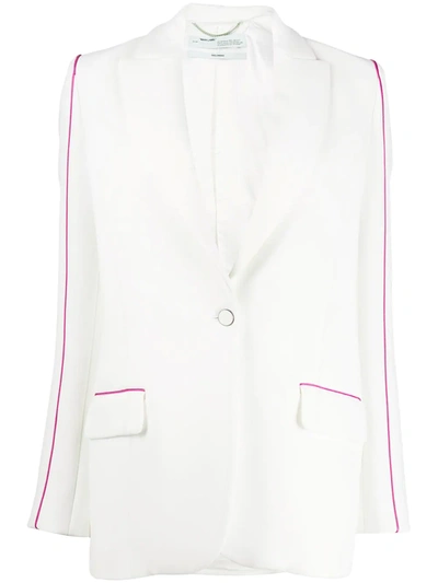 Off-white Contrasting Trim Single-breasted Blazer In White