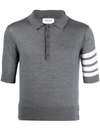 Thom Browne 4-bar Short-sleeved Polo Shirt In Grey