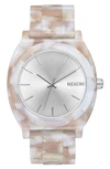 Nixon The Time Teller Acetate Bracelet Watch, 40mm In Silver