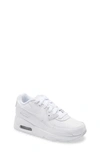Nike Air Max 90 Leather Sneakers In White/ White/ Metallic Silver