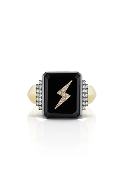 Sorellina Signet Ring In Yellow Gold/ Bolt