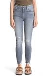 MOTHER THE LOOKER HIGH WAIST NICK FRAY ANKLE SKINNY JEANS,1411-743