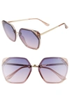 Quay Vip 58mm Gradient Geometric Sunglasses In Pink/ Navy Pink