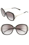 Gucci 58mm Round Sunglasses In Black/ Grey