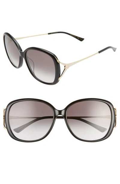 Gucci 58mm Round Sunglasses In Black/ Grey