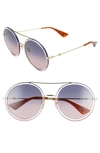 GUCCI 56MM ROUND HALO FRAME SUNGLASSES,GG0061S022